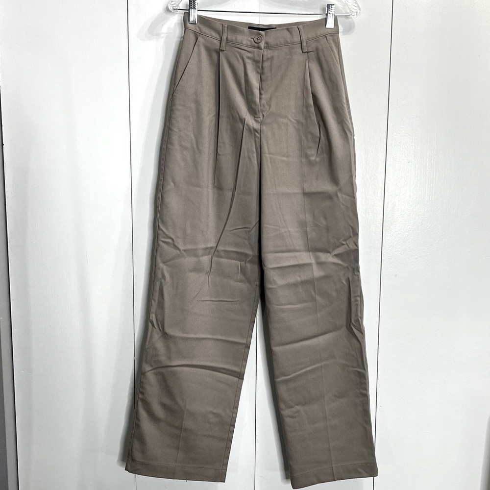 Aeropostale taupe high waisted pleated front wide leg tailored pants. Worn once!